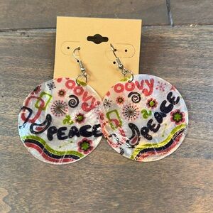Peace Handpainted Shell Earrings